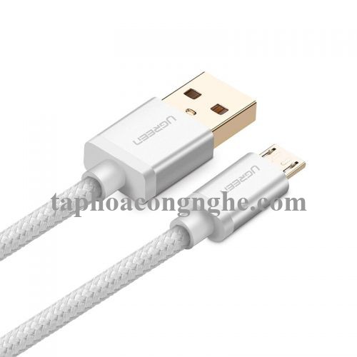 Ugreen 30654 0.5M màu Trắng Cáp sạc truyền dữ liệu USB 2.0 sang MICRO USB đầu mạ vàng US134 30030654